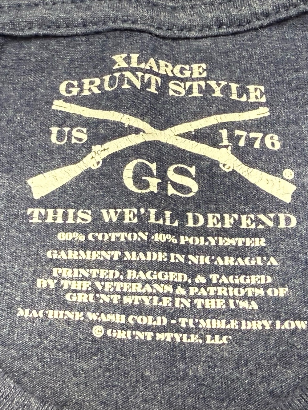 Grunt Style South Elgin Police T-Shirt Heather Navy Distressed Graphic XL - Picture 7 of 9